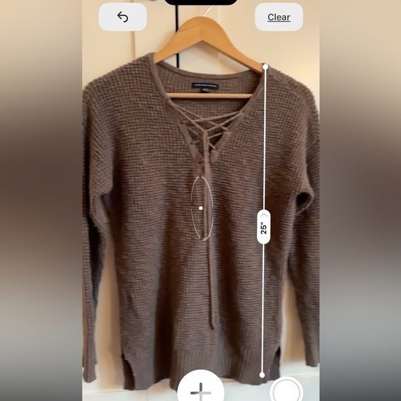 American Eagle Brown Tie Up Sweater Waffle Knit Size Medium - Picture 5 of 6